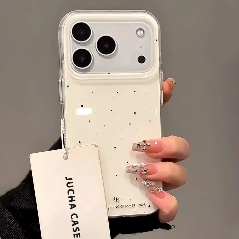 Y2K Phone Accessories - Simple Korean-Style White splatter Polka Dots