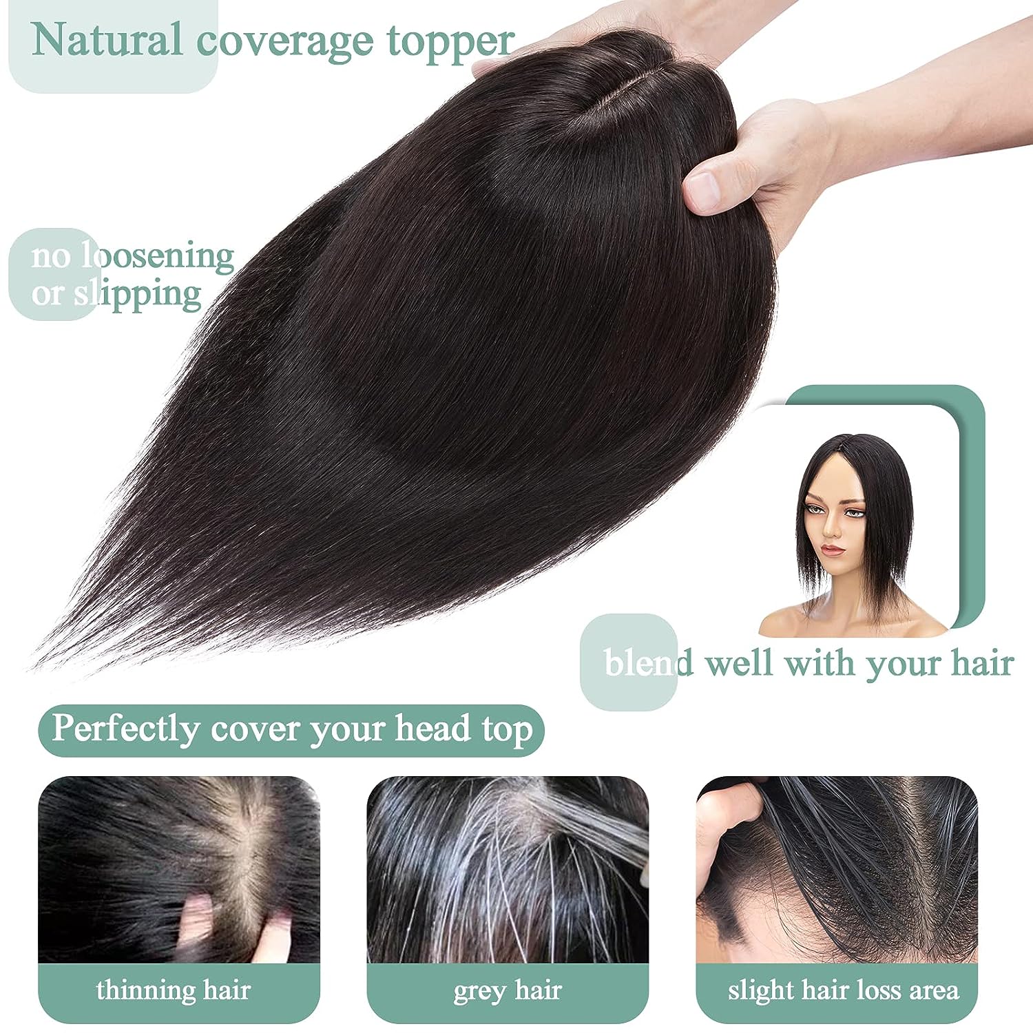 Women Topper Human Hair Straig - Phone Accessories On Top recension och pris