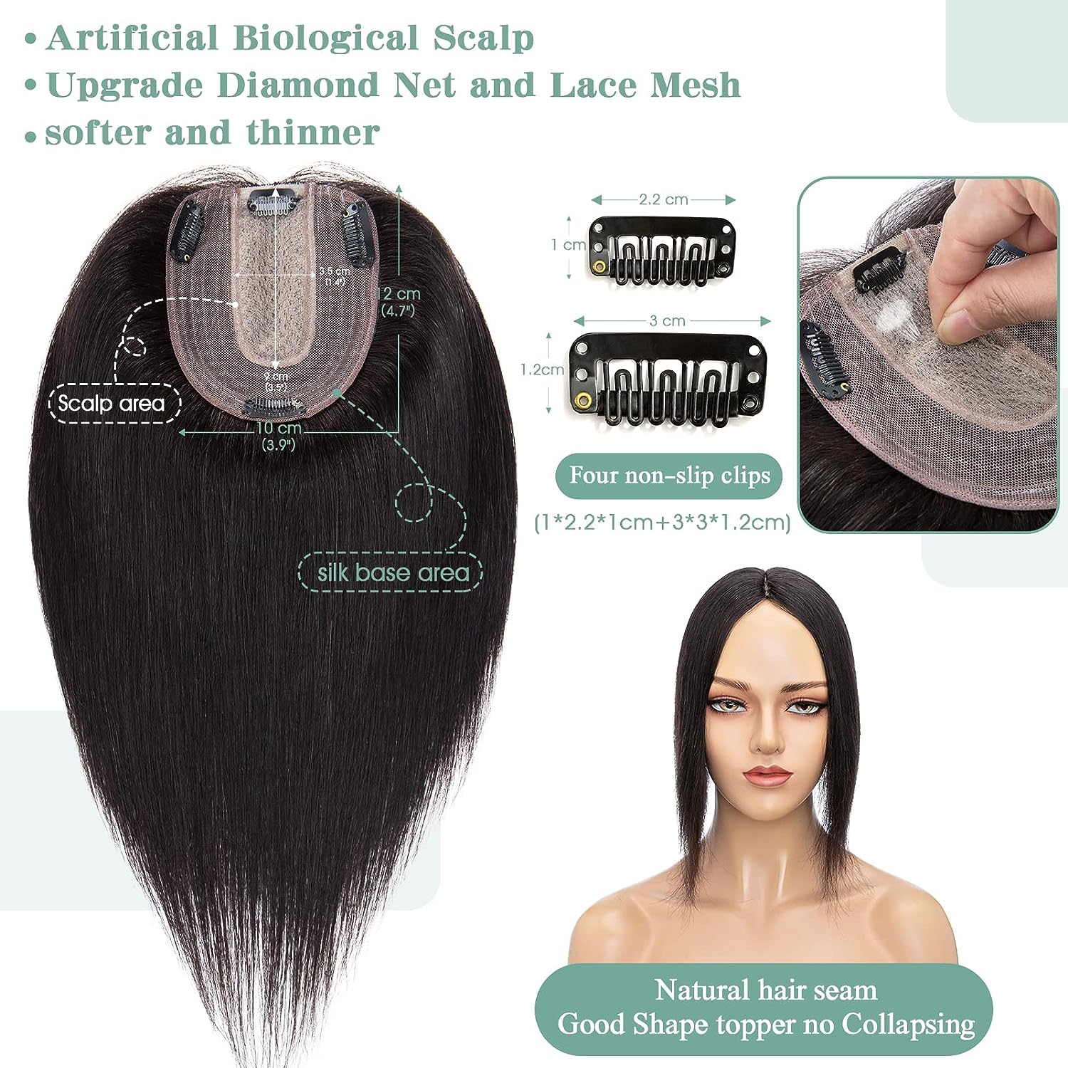 Women Topper Human Hair Straig - Phone Accessories On Top recension och pris