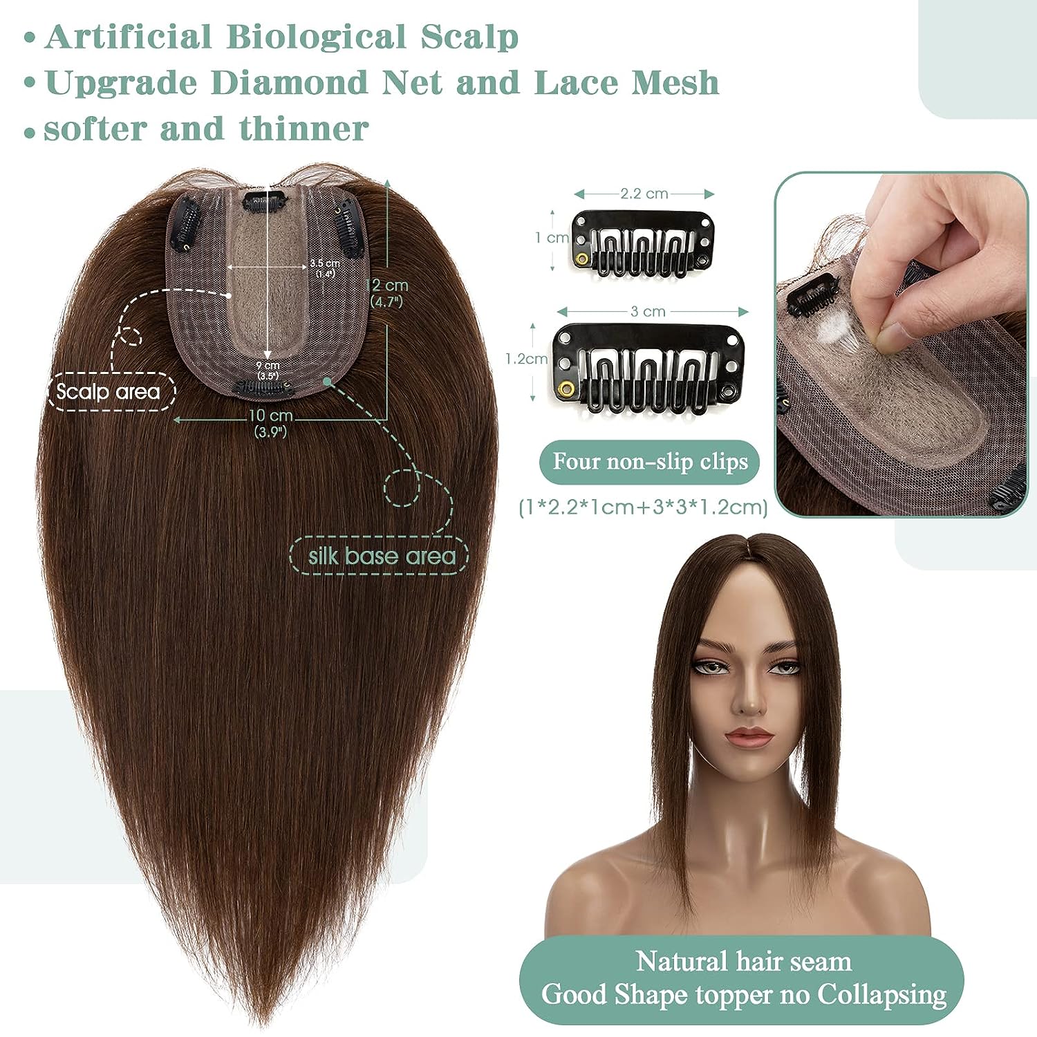 Women Topper Human Hair Straig - Phone Accessories On Top recension och pris