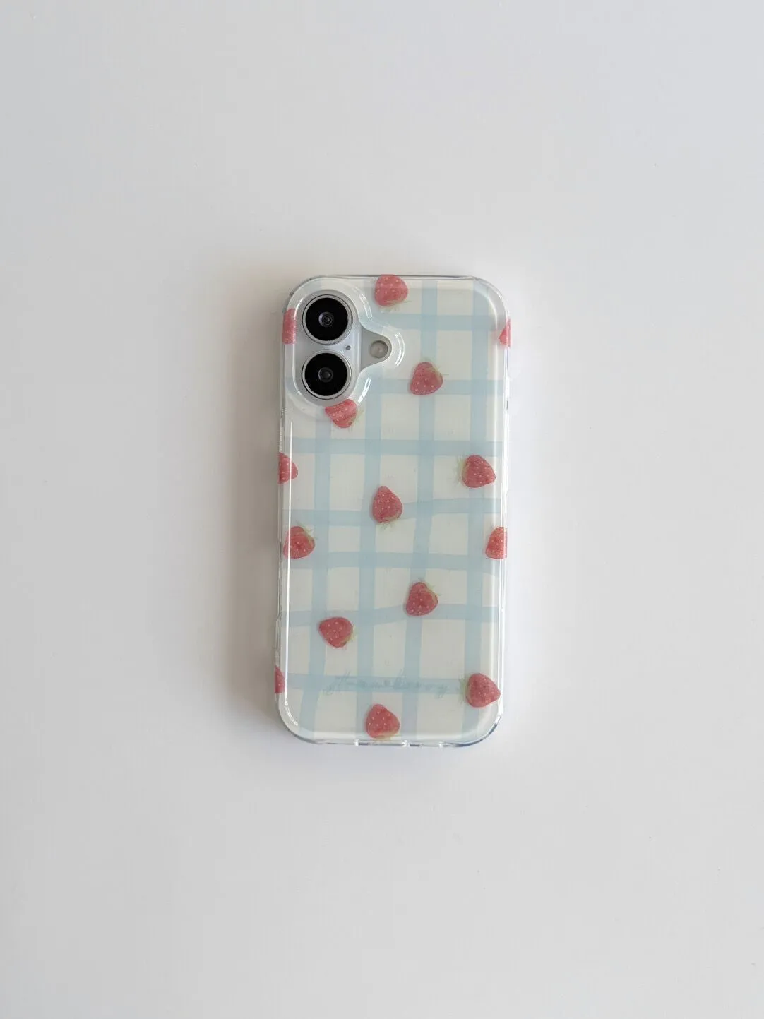 Fresh Blue Grid Pattern Strawb - Y2K Phone Accessories recension och pris