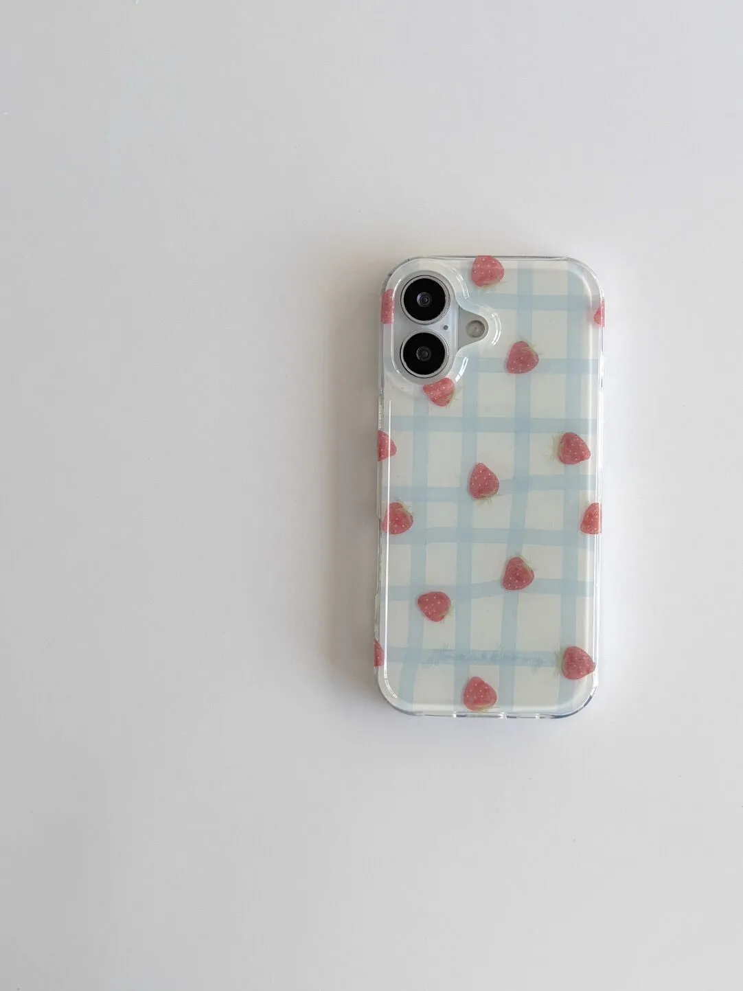 Fresh Blue Grid Pattern Strawb - Y2K Phone Accessories recension och pris