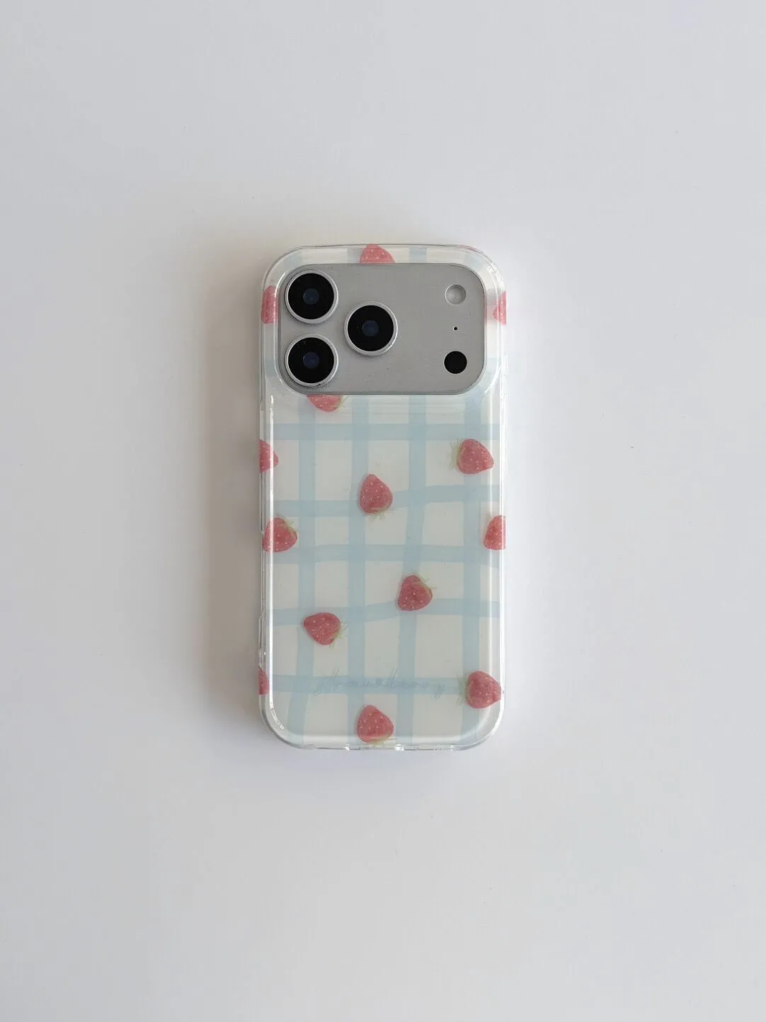 Fresh Blue Grid Pattern Strawb - Y2K Phone Accessories recension och pris