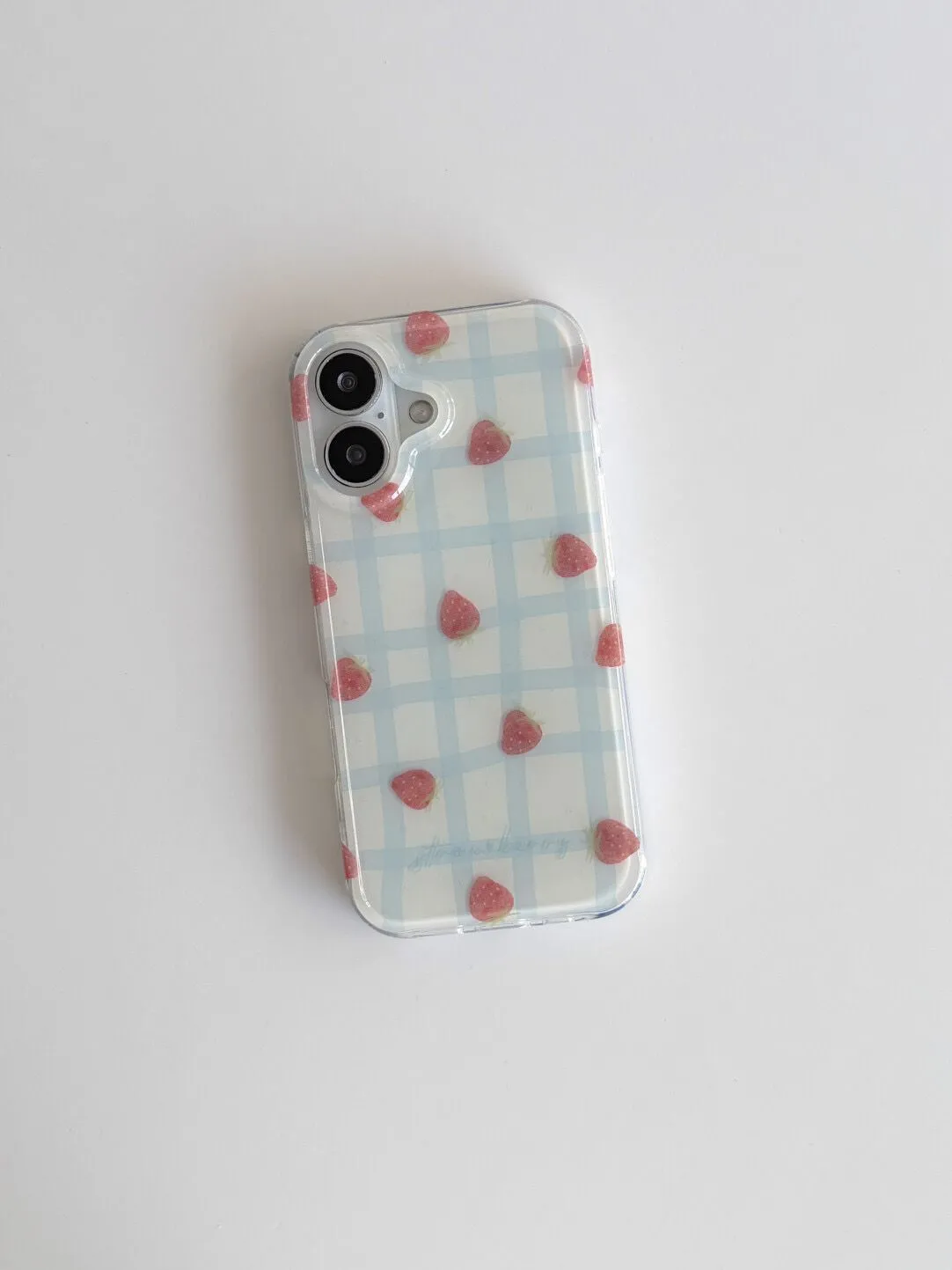 Fresh Blue Grid Pattern Strawb - Y2K Phone Accessories recension och pris